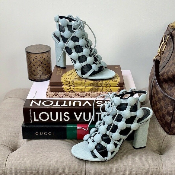 NWT Alexander Wang Denim Rubie Cage Sandals - Picture 7 of 7